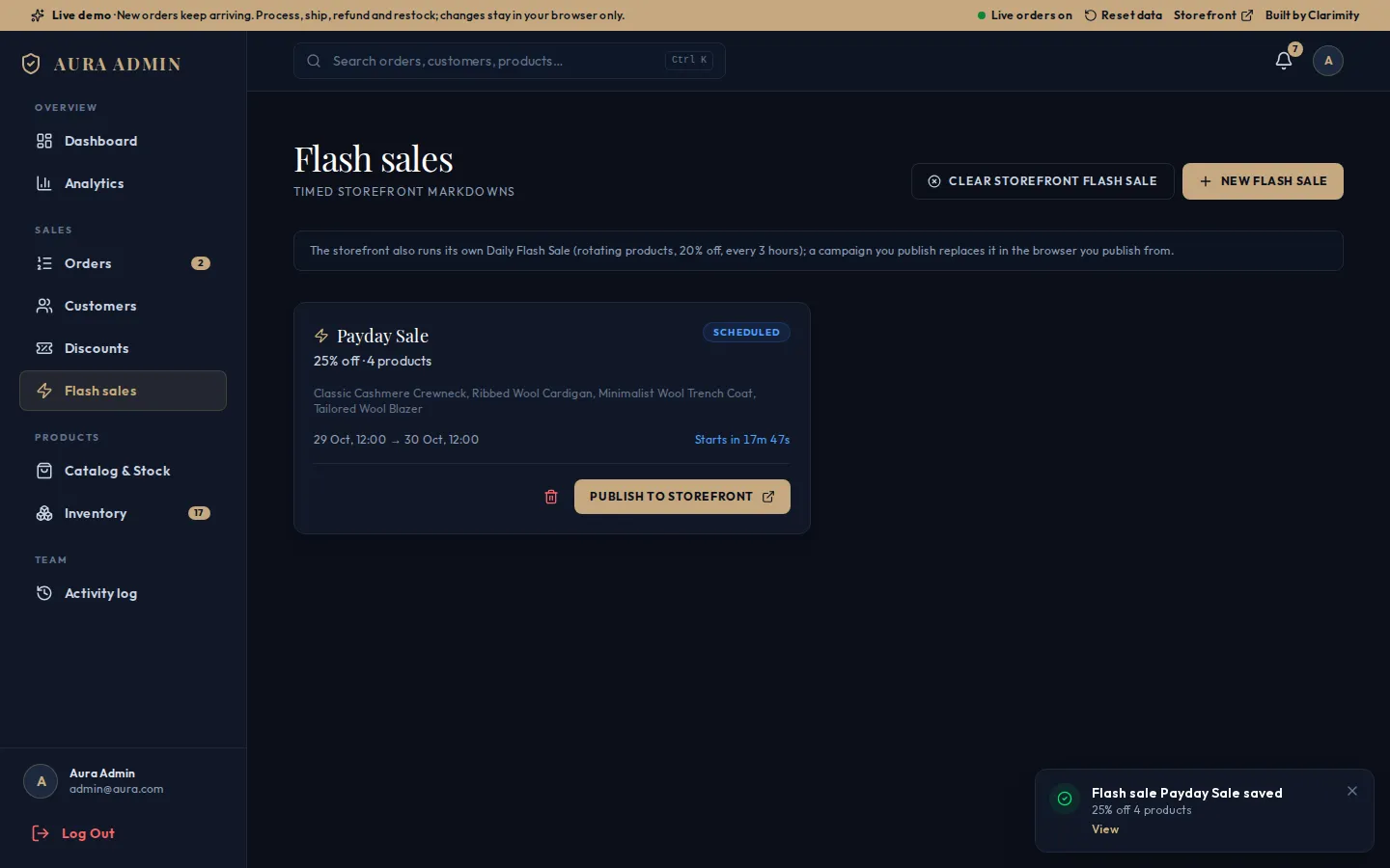 AURA: Penjadwal flash sale