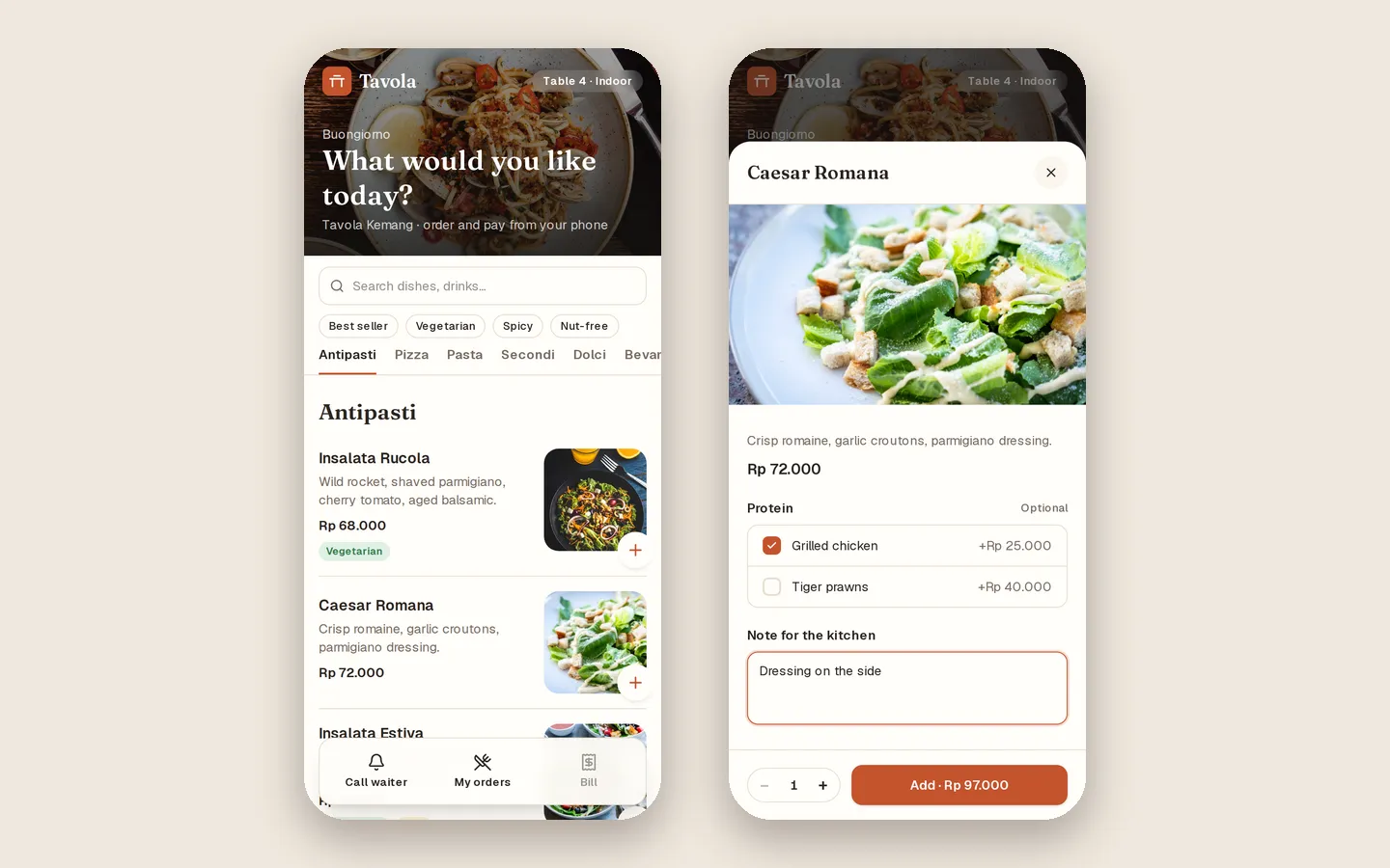 Tavola: Menu digital lewat QR