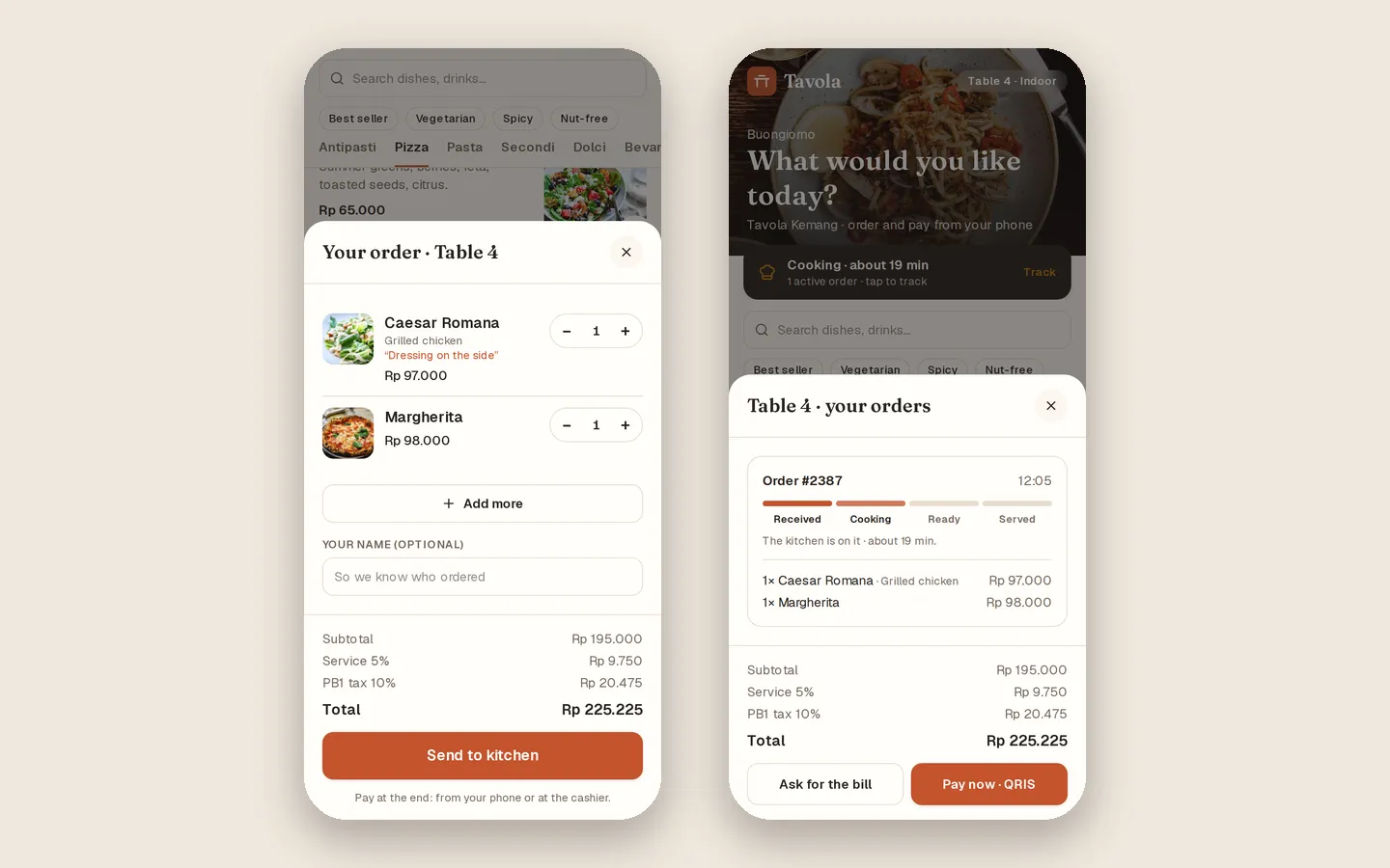 Tavola: Pesan & lacak dari HP